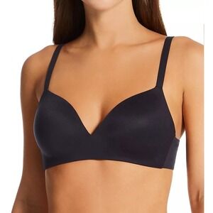 Tommy John Second Skin Demi Bra 34DD Black Wireless Smooth Lightly Lined NEW
